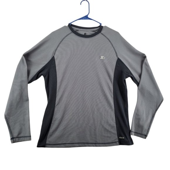 Starter Dri-Star Shirt Men's Long Sleeve Crew Neck Pullover Gray Large - Picture 1 of 12